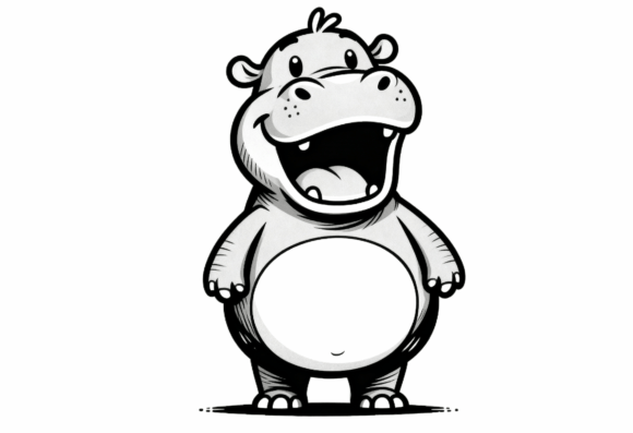Download Cute Cartoon Hippo Illustration - Cartoon Collection