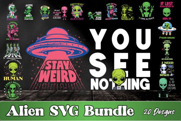 Download Funny Alien SVG Bundle - Alien Collection