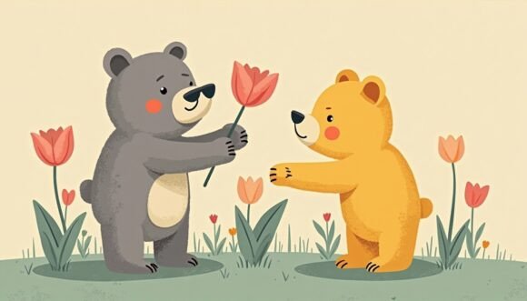 Download Cute Bear and Tulip, Bold Expressionism - Expressionism Collection