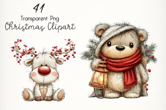 Download Watercolor Christmas Teddy Bear Clipart - Christmas Collection