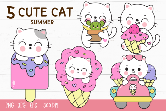 Download Cute Cat Summer Kawaii Kitten Cartoon - Cartoon Collection