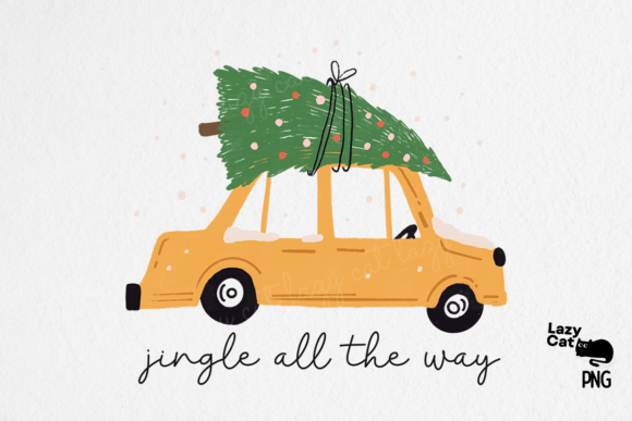 Download Hand Drawn Christmas Tree Car PNG - Christmas Collection