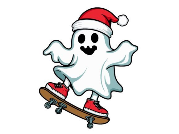 Download Christmas Ghost Boo Skateboard Vector. - Christmas Collection