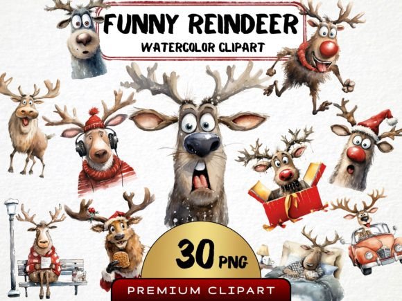 Download Funny Christmas Reindeer Clipart - Christmas Collection