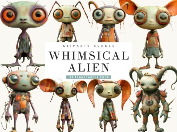 Download Whimsical Alien Clipart Bundle - Alien Collection