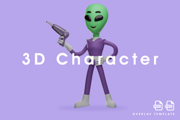 Download 3D Alien Illustration Has a Cool Pose - Alien Collection