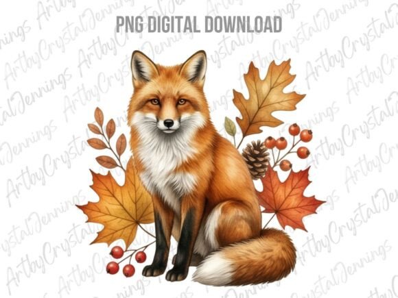 Download Watercolor Autumn Fox Wildlife PNG - Fox Collection