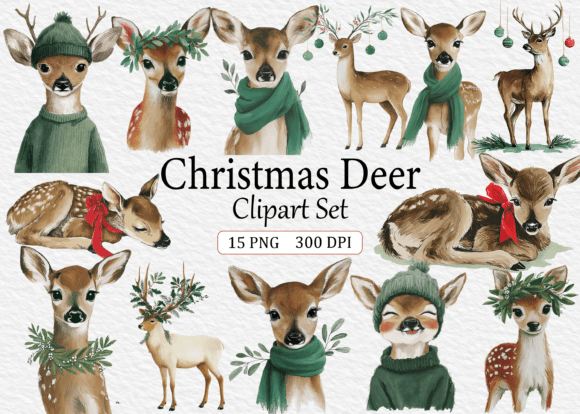 Download Christmas Deer Clipart Set - Christmas Collection