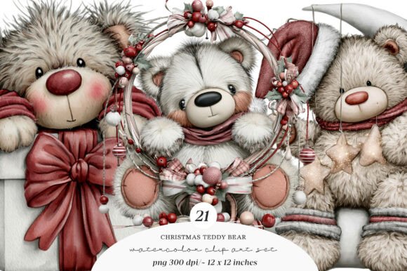 Download Whimsical Christmas Teddy Bear Clipart - Christmas Collection