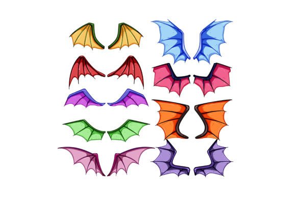 Download Wings Dragon Set Cartoon Vector Illustra - Cartoon Collection