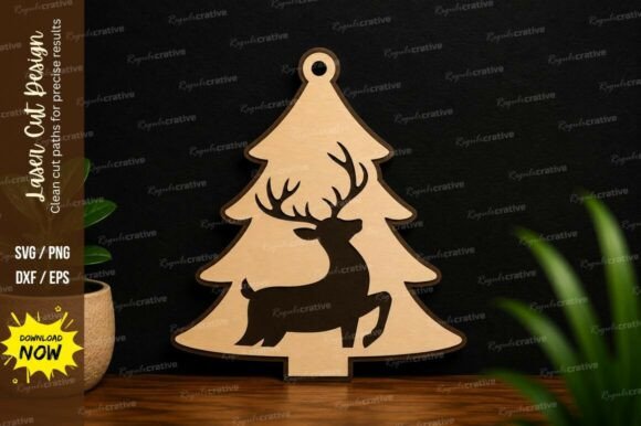 Download Deer Christmas Tree Laser Cut SVG Deer - Christmas Collection