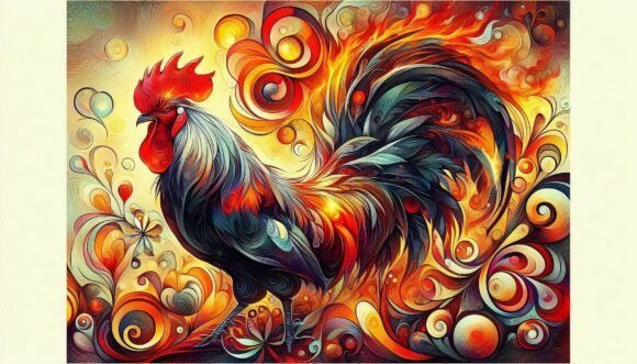 Download Rooster with Fiery Aura in Expressionism - Premium Resources