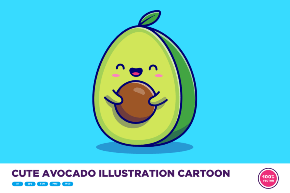 Download Cute Avocado Illustration Cartoon - Cartoon Collection